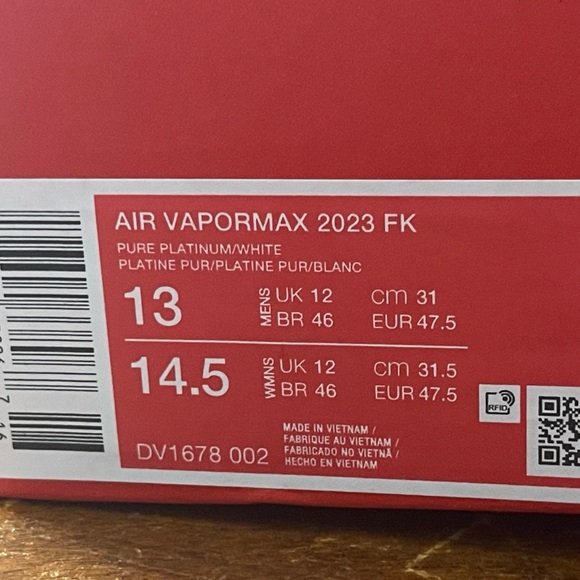 Nike Air VaporMax 2023 Flyknit 'Pure Platinum' DV1678-002 Men's Size 13 - Picture 7 of 7